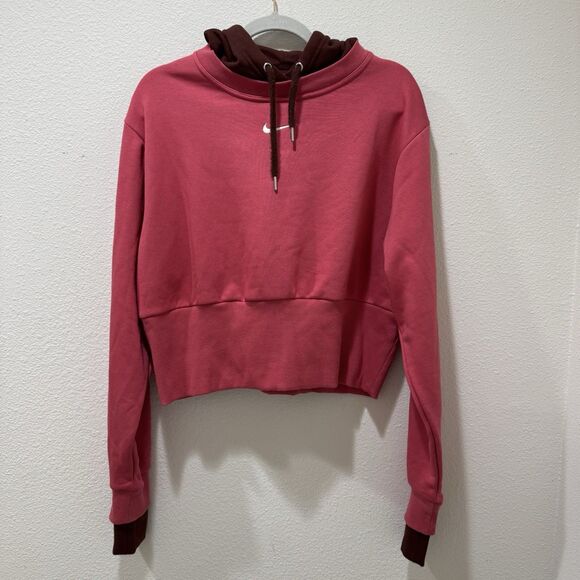 NWT Nike Sportswear Icon Clash Women's Hoodie Sz L Pink Salmon Swoosh Pullover - Picture 1 of 10